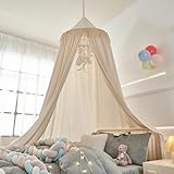 Ricemru Groß Betthimmel Baldachin Babybett Beige Kinderbett Mädchen Khaki...