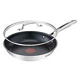 Tefal G48514 Induktion Pfanne 24cm + Jamie Oliver Glasdeckel, Edelstahl Pfannen...