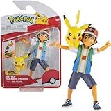 Pokémon PKW2473 - Battle Feature Figure - Ash & Pikachu, offizielle bewegliche...