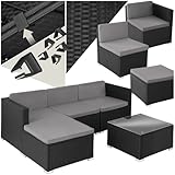 tectake® Poly Rattan Lounge, Outdoor Sitzgruppe, Set mit Sofa Sessel, Hocker,...
