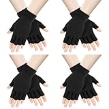 AURUZA 4 Paare Halbfinger Handschuhe Herren Winterhandschuhe Damen Unisex Warme...