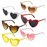 ANLIOTO 6 Stück Herz Sonnenbrille für Damen, Vintage Herzform Brille 90er...