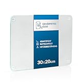 getgastro Schneidebrett Glas 30x20cm, rutschfest mit Füße, Glasschneidebrett...