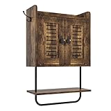 Relaxdays Hängeschrank, Handtuchhalter, 2 Doppelhaken, 2 Ablagen, Doppeltür,...