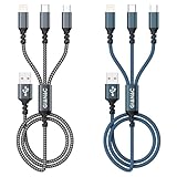 GIANAC Multi USB Kabel [2Stück 1.2M] 3 in1 Universal Ladekabel Schnell...