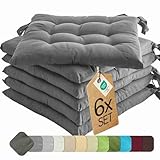 etérea 6er Set Sitzkissen Outdoor 40x40 mit Bändern - Stuhlkissen Anthrazit...