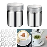 2 Stück Puderzuckerstreuer Kakaostreuer für Cappuccino - 16 Stück...