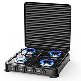INTEC Gaskocher mit 4 Brennern, 8800 W, tragbar, Schwarz, Gas für Butan oder...