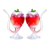 Vampir-Weinglas mit Strohhalm 2er-Pack, kreatives Cocktailglas, transparente...