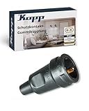 Kopp Schutzkontakt-Gummikupplung in schwarz - Bruchfeste IP20-Kupplung aus...