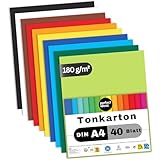 perfect ideaz - 40 Blatt Tonkarton DIN-A4, 10 Farben, Made in Germany, Blauer...