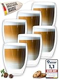 LAPRESO® Latte Macchiato Gläser doppelwandig 6er Set 350ml - Doppelwandige...