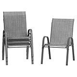 Amopatio 4er Set Gartenstühle Stapelbar, Breiter 55cm Hochlehner Stapelstühle...