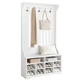 VASAGLE Garderobenständer mit Schuhbank, Garderobe, Schuhaufbewahrung, 5...