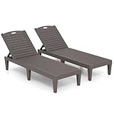 COSTWAY Sonnenliege Kunststoff 2er Set, wetterfeste Gartenliege mit...