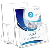 AITEE DIN A4 Tisch-Prospektständer: 2 Stück Acryl Transparenter Flyerständer...