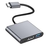 ZUOQIANG USB C auf HDMI Adapter, 3 in 1 USB C auf HDMI, HDMI+USB 3.0+USB-C...