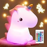 Nachtlicht Kinder Nachtlicht Baby, 16 Farben 5 Helligkeit Einhorn Geschenke für...