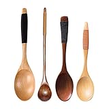 EKdirect 4 Stück Holzlöffel Suppenlöffel Set Lange Griff Kaffee Tee Honig...