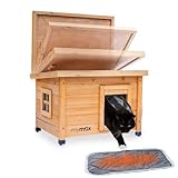 mymax Katzenhaus Outdoor aus Holz – wetterfeste Katzenhütte für draußen –...
