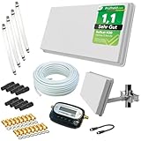 Selfsat H30D4+ Sat Flachantenne Quad mit Fensterhalterung + Sat-Finder + 50m...