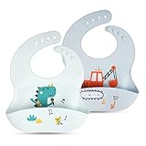 Vicloon Silikon Baby Lätzchen, 2 Stück Baby Lätzchen mit Auffangschale, BPA...
