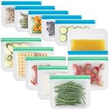 MHSEcoFriendly wiederverwendbare Gefrierbeutel 12er Set (6x 1.2L, 6x 0.8L) –...