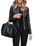 SOMTHRON Damen Kunstleder Jacke Leder Jacke Motorrad Short PU Kurzjacke Punk...