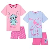 Disney Stitch Schlafanzug Mädchen Kurz, Pyjama T-Shirt & Shorts - Stitch Sachen...