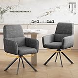 Ckaff Esszimmerstühle Drehbar mit Armlehne 2er Set, 360°Drehbar Polsterstuhl...