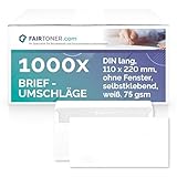 FairToner Briefumschläge DIN lang ohne Fenster 75gsm (1.000 Stück)...