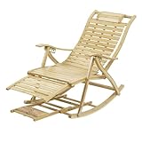 FATIVO Gartenliege Holz Sonnenliege Outdoor Schaukelstuhl, Liegestuhl...