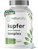naturally Kupfer Tabletten [180 Stück] – 2mg Kupfer hochdosiert als Komplex...