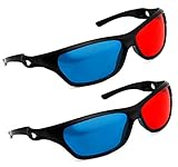 PRECORN 2er Set 3D Brille rot/cyan (3D-Anaglyphenbrille) hochwertige Brille für...