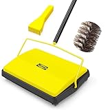 JEHONN Teppichkehrer Ohne Strom mit Pferdehaarbürsten, Leicht und Kompakt...