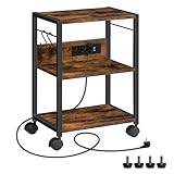 MAHANCRIS Druckertisch mit Rollen, 28 x 42 x 60 cm, 3-stufiger Druckerständer...