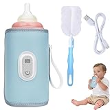 Tragbarer USB Babyflaschenwärmer, Flaschenwärmer Baby mit LCD-Display,...