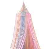Prinzessin Regenbogen Betthimmel Großes Mückennetz mit Leuchtenden Sternen...