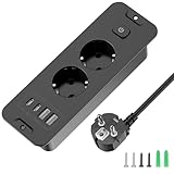 Versenkbare Steckdose 2 Fach, Einbau steckdosenleiste mit 4 USB, Einbausteckdose...