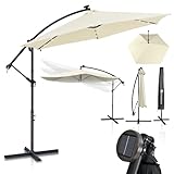 Juskys Ampelschirm Brazil 350 cm LED Beleuchtung Solar & Kurbel - UV-Schutz...