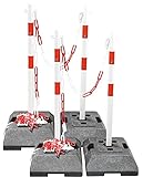 UvV Stahl Kettenpfosten schwer Fuß 18 kg Stahlpfosten 1m x 42mm verzinkt weiss...