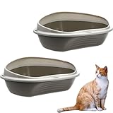 2X Katzenklo Ecke XXL Eck Katzentoilette mit Rand ohne Deckel Ecktoilette offen...