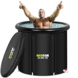 acetek Eisbad Tonne für Athleten mit Abdeckung 90cm，477L tragbares Ice Bath...