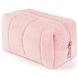 Aucuu Reise Kosmetiktasche, Coquette Make-up-Tasche, Gesteppte Kulturtasche Damen, Kosmetiktasche Groß Kapazität, Baumwolle Make-up Tasche mit Blumenmuster für Kinder Damen Herren