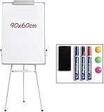 DOEWORKS 90cm x 60cm Whiteboard mit Dreibein Ständer, magnetisch trocken...