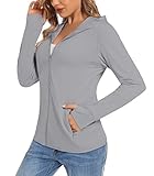 TACVASEN Sportjacke Damen UV Shirt mit Kapuze Schnelltrocknend Laufshirt Langarm...