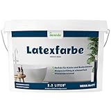 derendo Latexfarbe weiß matt abwaschbar 2,5L für Innen Küche Badezimmer...