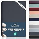 BARBONS Spannbettlaken 180x200cm - 35 cm Tiefe Tasche 100% Baumwolle...