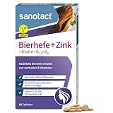 sanotact Bierhefe + Zink (60 Tabletten) • Für Haut, Haare & Nägel •...