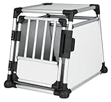 TRIXIE Hunde-Transportbox, Aluminium, M: 55 × 62 × 78 cm, hellgrau/silber, mit...